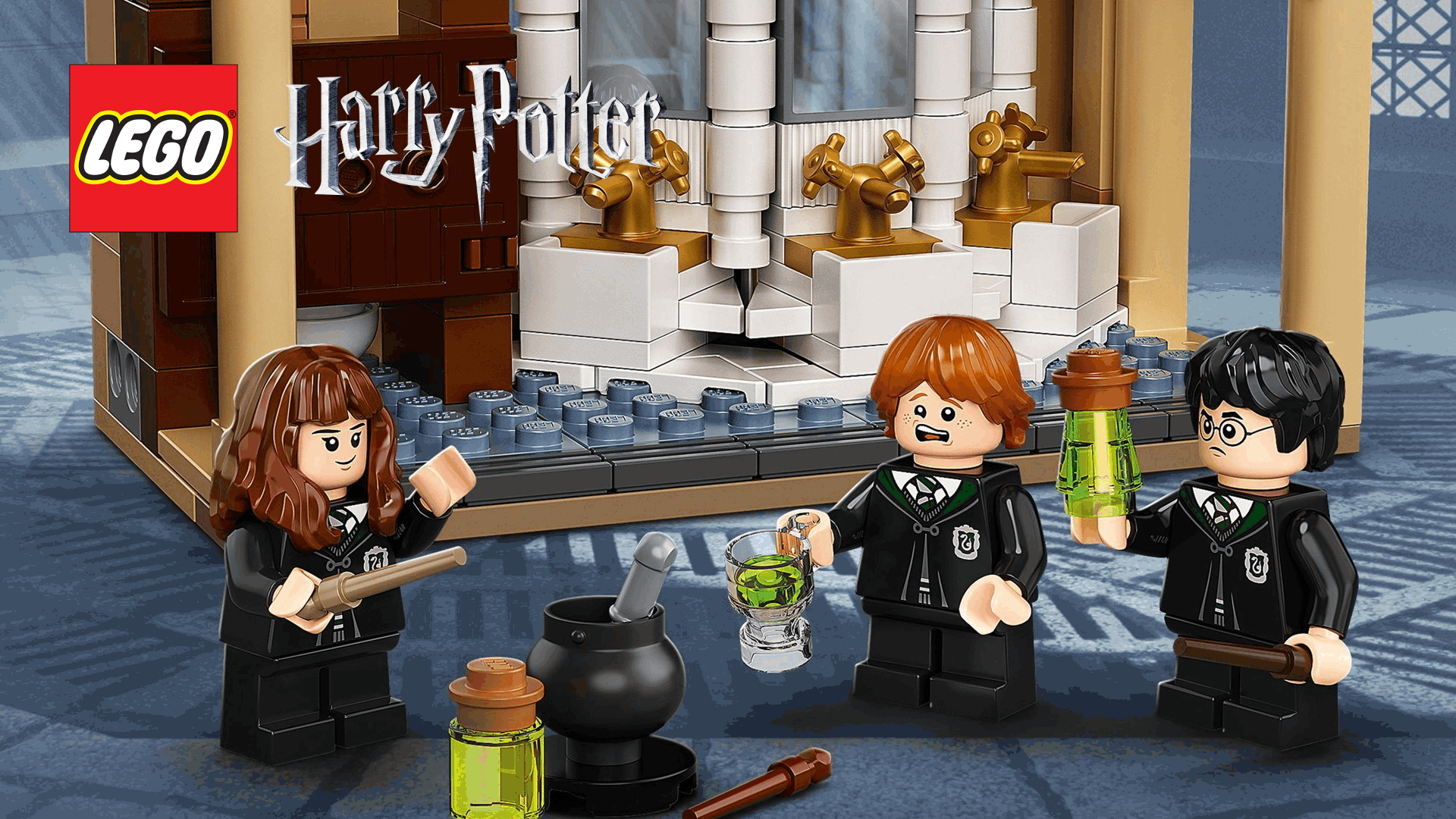 Polyjuice Potion Mistake 76386 Bathroom Building Kit with Minifigure Transformations; New 2021 217 Pieces LEGO Harry Potter Hogwarts 